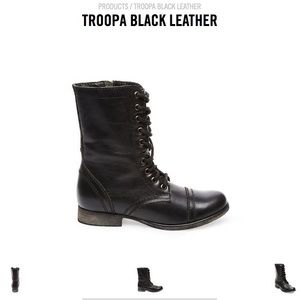 Steve Madden Troopa Black Leather Combat Boots